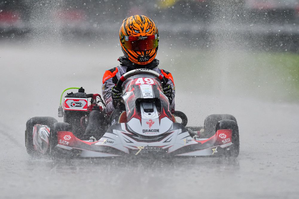 Dan Callaghan in the torrential weather conditions at Whilton Mill, Round Seven.