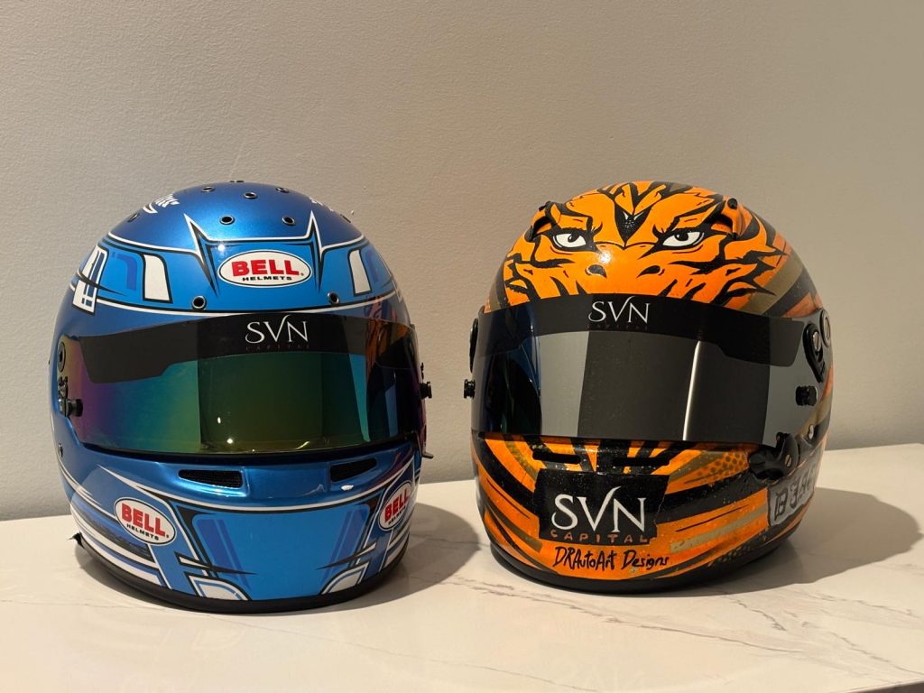 Daniel and Lauren Callaghan Racing Helmets - SVN Capital Sponsorship